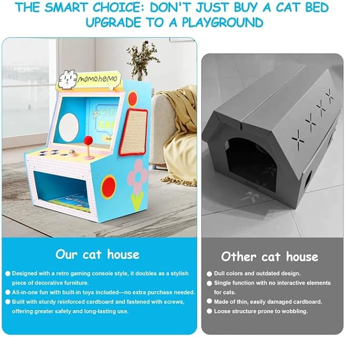Cat House with Bed & Scratcher - Image 3