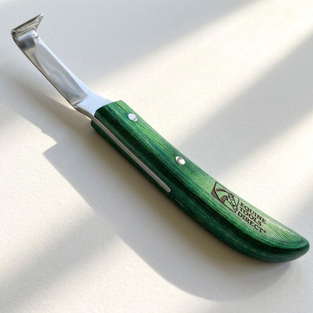 Right-Hand Straight Blade Hoof Knife, Green Handle