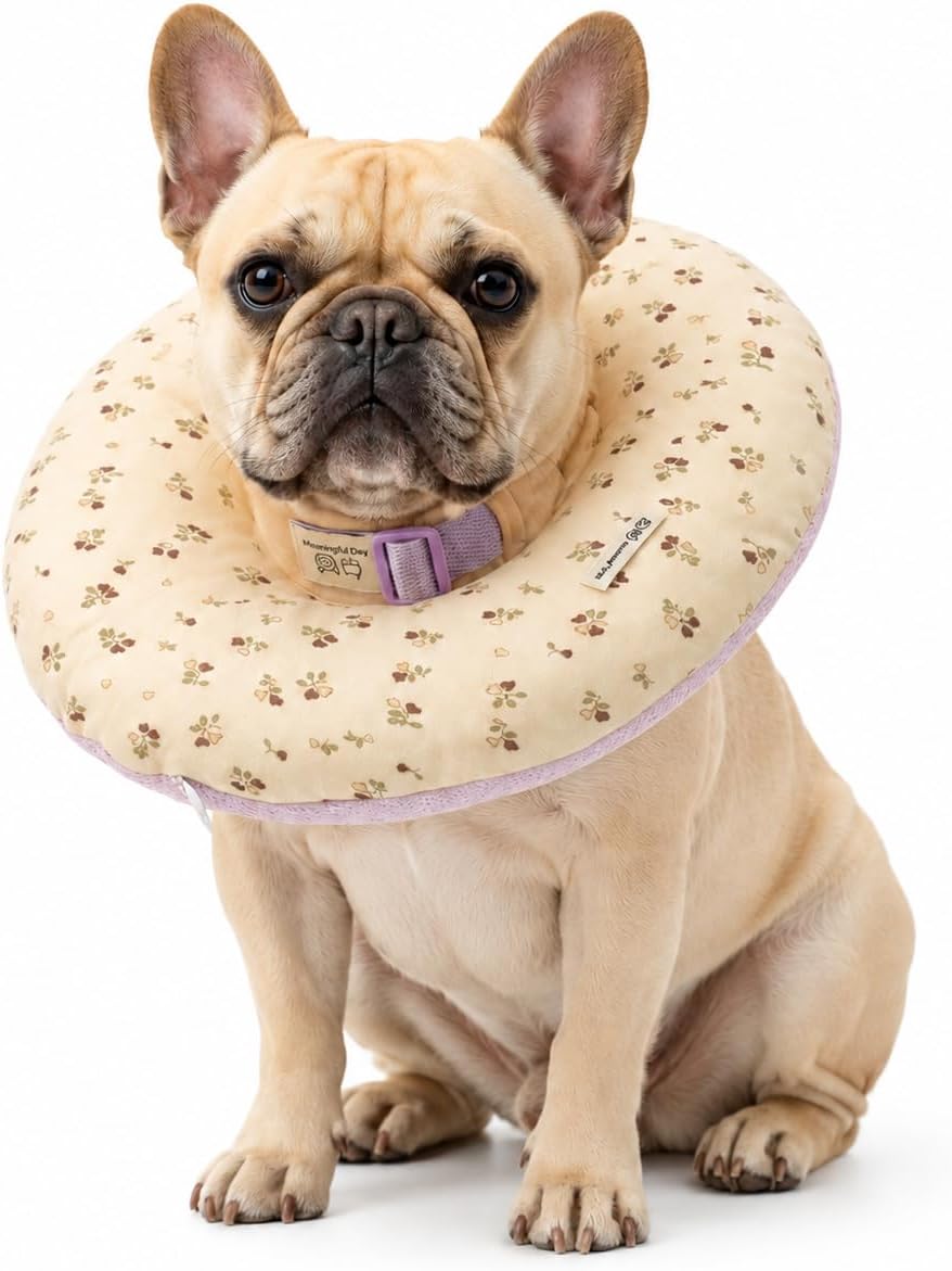 Deep Soft Recovery Collar for Dogs & Cats, Cotton Alternative to E-Collar, Adjustable Lightweight Pet Cone, Anti-Lick for Surgery & Wounds, Medium (Neck 10"-13.5"),Flower Pattern