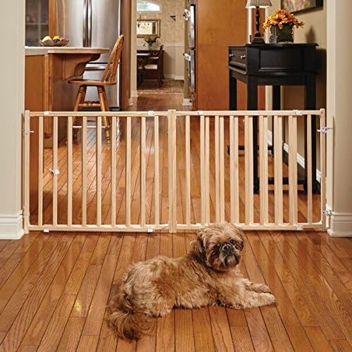 MidWest Homes for Pets Extra-Wide Swing Pet Safety Gate, Dog Gate Expands From 50.25 - 94 Inches Wide, 24-inches Tall, Natural Wood