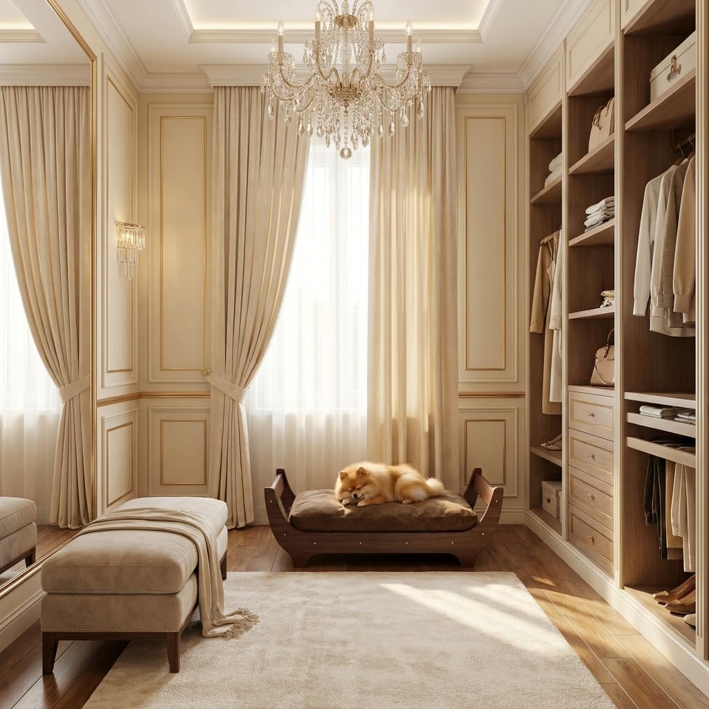 Perugina Wood Elevated Dog Bed Frame Mat Set,WalnutPattern,60lb