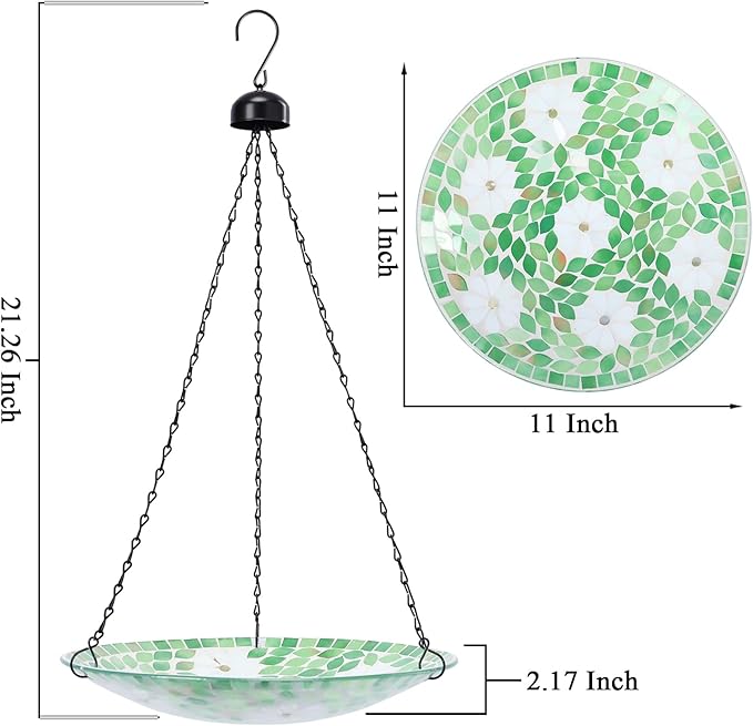 VCUTEKA Hanging Bird Bath, Glass Mosaic Bird Baths - Image 3