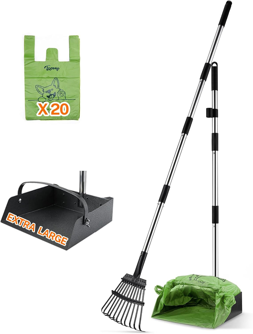Toozey Dog Pooper Scooper for Large Dogs, Extra Large 54.33" Long Handle