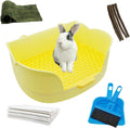 15.1"X11.0" Rabbit Litter Box,Plastic Square Rabbits Potty Trainer with Bigger Pan Bunny Corner Toilet Box with Small Animal Disposable Liner for Guinea Pigs Hamster Chinchilla(Yellow)