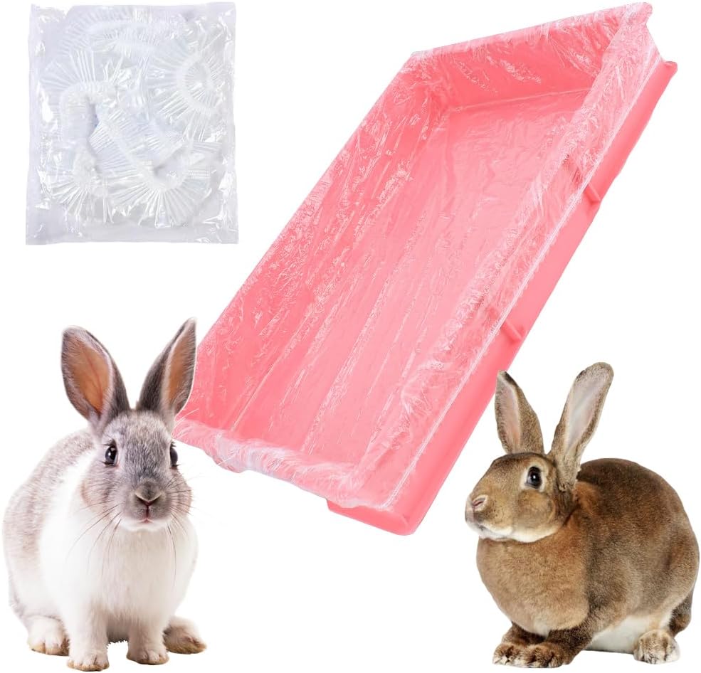50 Pack Disposable Rabbit Litter Box Liners Disposable Rabbit Cage Cover Liner Waterproof Plastic Wrap for Guinea Pig Training Potty Tray Bunny Litter Pan Trainer Corner Pellet Bedding Toilet