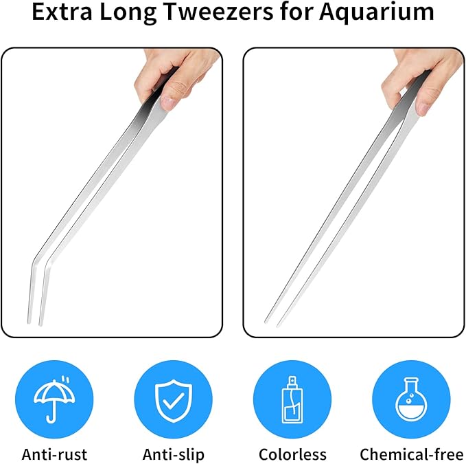 Vaincre 2PCS Long Tweezers, 15 inch Curved Aquascaping Tools, Stainless Steel - Image 6