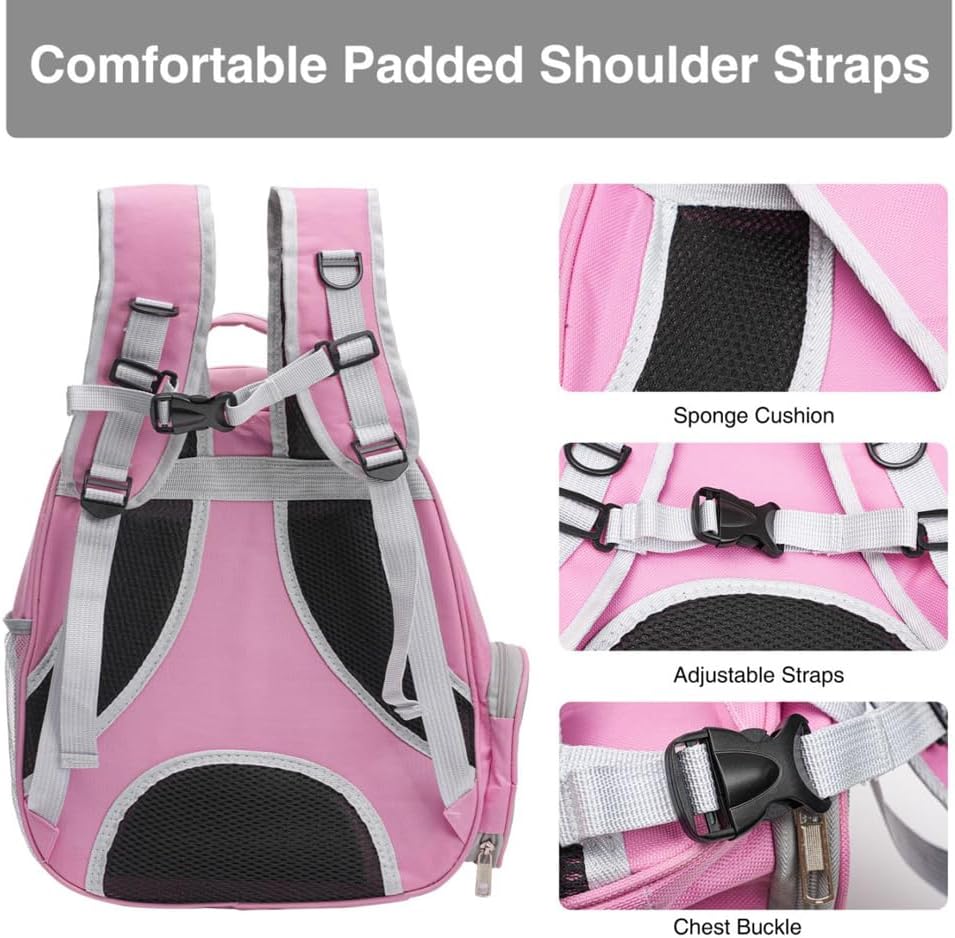 Vivicreate Large Cat Backpack Carrier for Travel and Hiking Transparent Pet Bubble Backpack for Cats up to 20lbs with Ventilation and Padded Straps Mochila para Gatos transportadora mascotas (Pink)