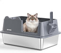 XL Stainless Steel Cat Litter Box for All Cats with High Sides and Scoop
