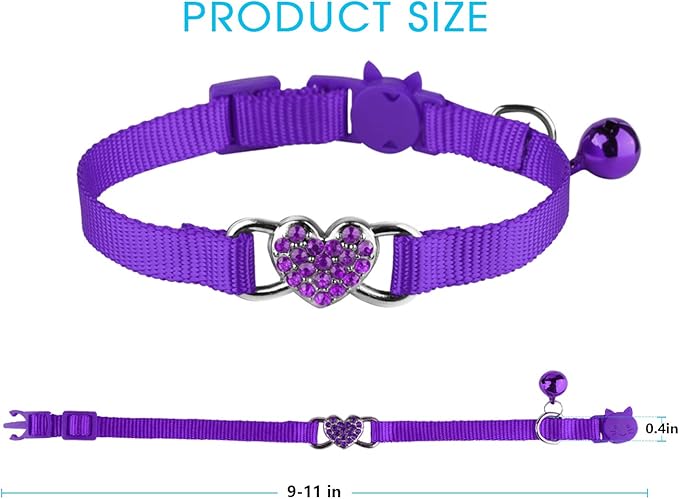 2 Pcs Cat Collars Heart Bling Breakaway - Image 6