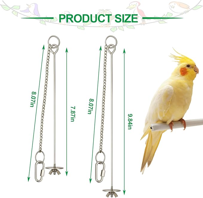2 Pcs Chain Clauses Bird Cage Food Holder Stainless Steel Parrot Fruit & - Image 2