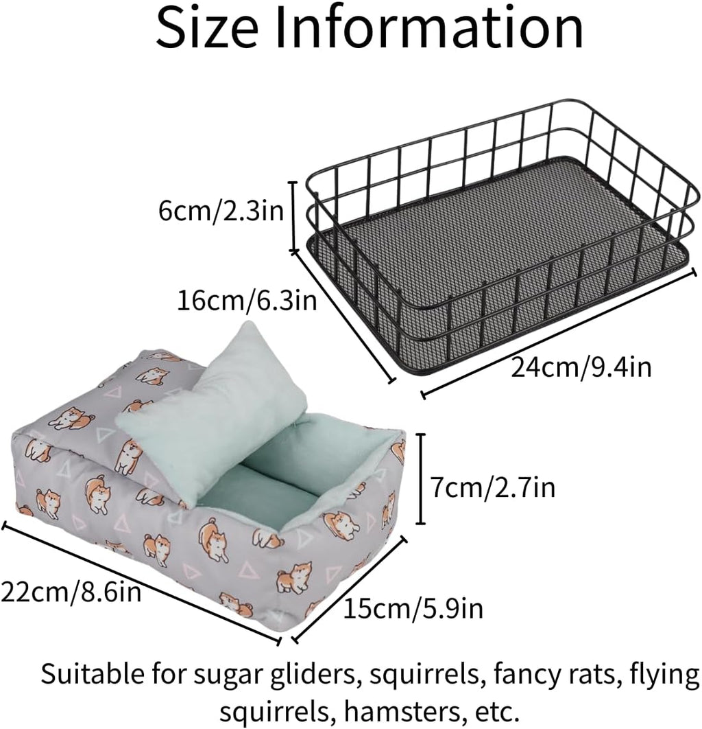 Metal Cage Bed with Warm Sleeping Nest for Sugar Glider (White Iron,Monkey)
