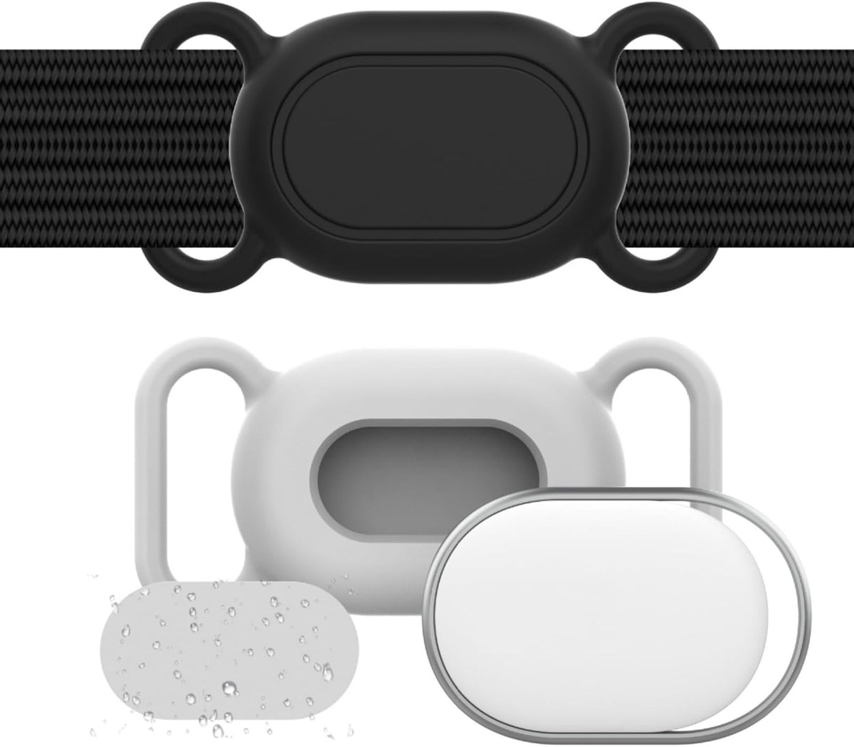 2 Pack Pets Collar Holder for Xiaomi Tag,Lostproof Tracker, Pet Tracking, Waterproof Protective Case (Black+White)