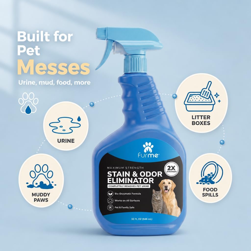 FURME Enzyme Pet Stain & Odor Eliminator Spray, Maximum Strength, 32 oz