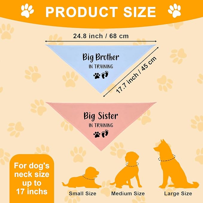 2 Pack Dog Bandana Pregnancy Announcement, Big Brother Sister in Training - Image 2