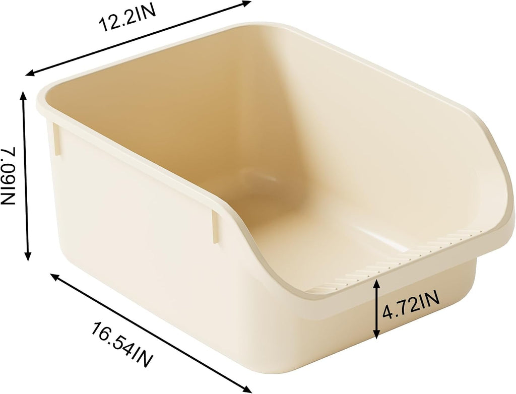 Rabbit Litter Box with Low Entry, High Back Splash Guard for Guinea Pigs, Hamsters, Hedgehogs, Chinchillas & Small Animals, Easy Clean Potty Training Pan for Cage (White)