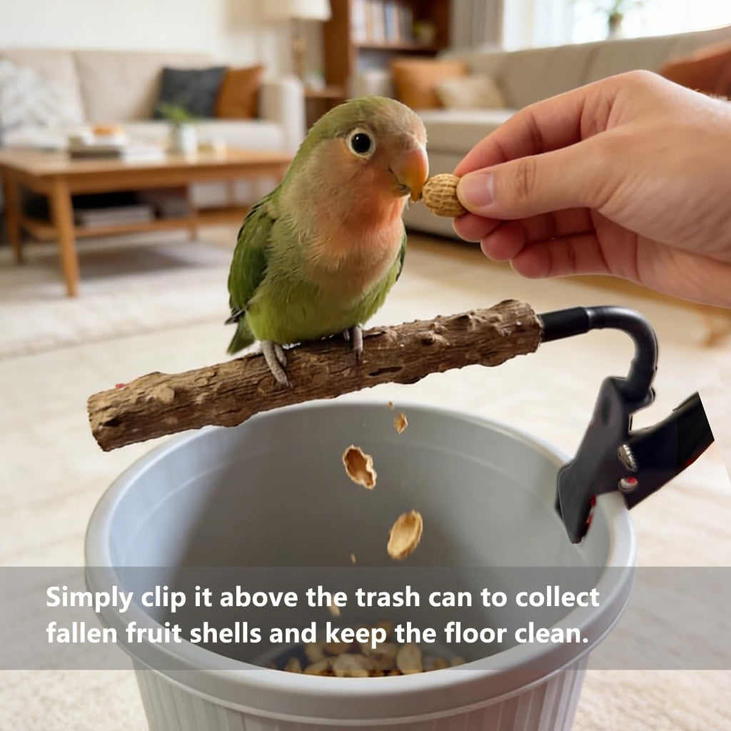 Bird Perch Stand with Clip, Adjustable & Portable Parrot Stand with Parrot Feeding Cups Bendable Training Perch for Cockatiels, Conures, Lovebirds ird cage Accessories