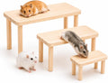 3-Piece Wooden Hamster Platforms – Large, Medium & Small Play Stands for Dwarf, Gerbils, Mice, Degus, Squirrels & Other Small Pets – Cage Accessories for Climbing, Chewing, Hiding & Exploring