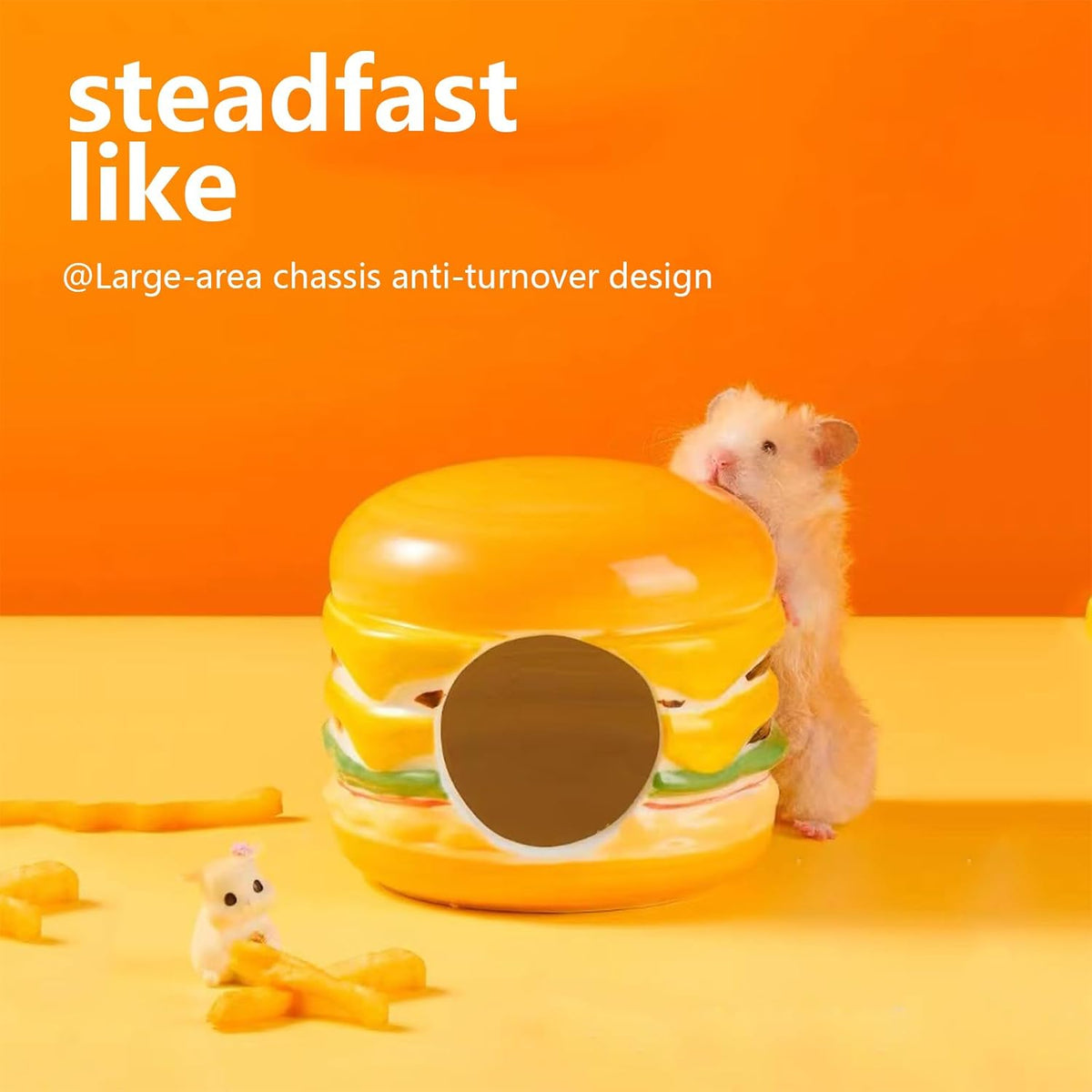 Hamster Hideout Ceramic,Hamburg Shape Funny Small Animal Pet Bed for Hamster,Mini Hut Cave Cage Accessories for Dwarf Hamsters,Gerbils,Small Guinea Pig and Hedgehog