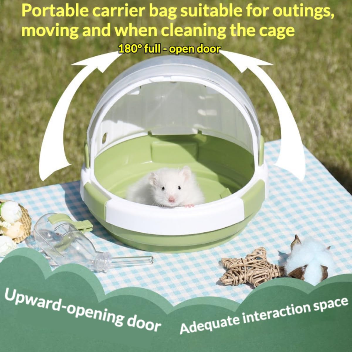 Hamster Carrier with Water Bottle Sugar Glider Travel Bag for Pet (Blue)