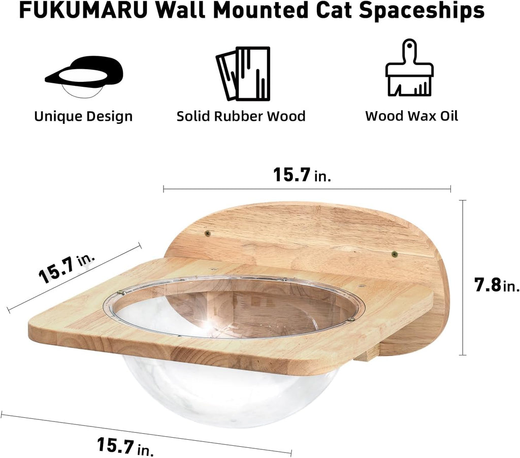 FUKUMARU Cat Wall Furniture Set, Transparent Capsule with 2 PCS Pedals