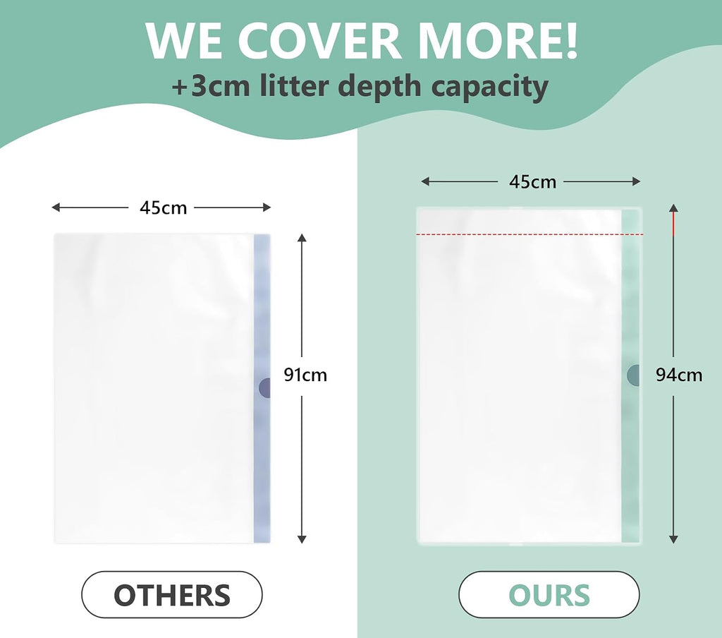 40 Count Jumbo Cat Litter Box Liners - 2 Mil Thick & Claw Resistant, 37"x18" Drawstring Bags for Deep Pans, Leakproof & Tear Proof Heavy Duty Liners