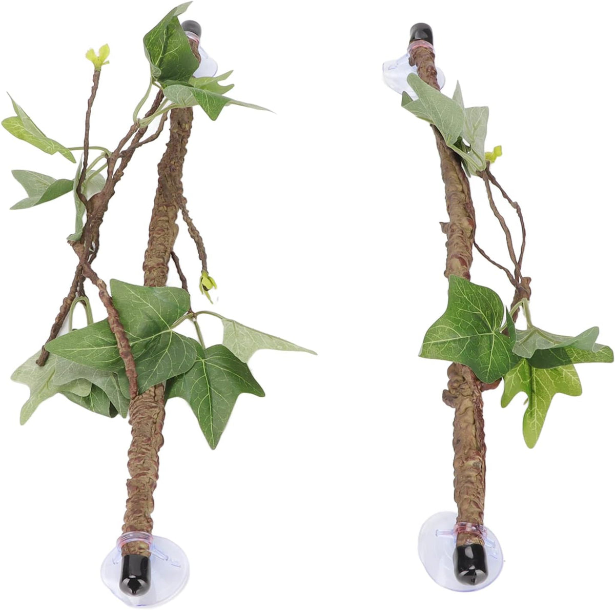 flexman 2Pcs Reptile Corner Branch, Imitation Climb Tree Branch Decor with 360 Degree Rotating Suction Cup, Terrarium Plant Ornament for High and Low Temperatures Terrarium Chameleon Lizards Gecko
