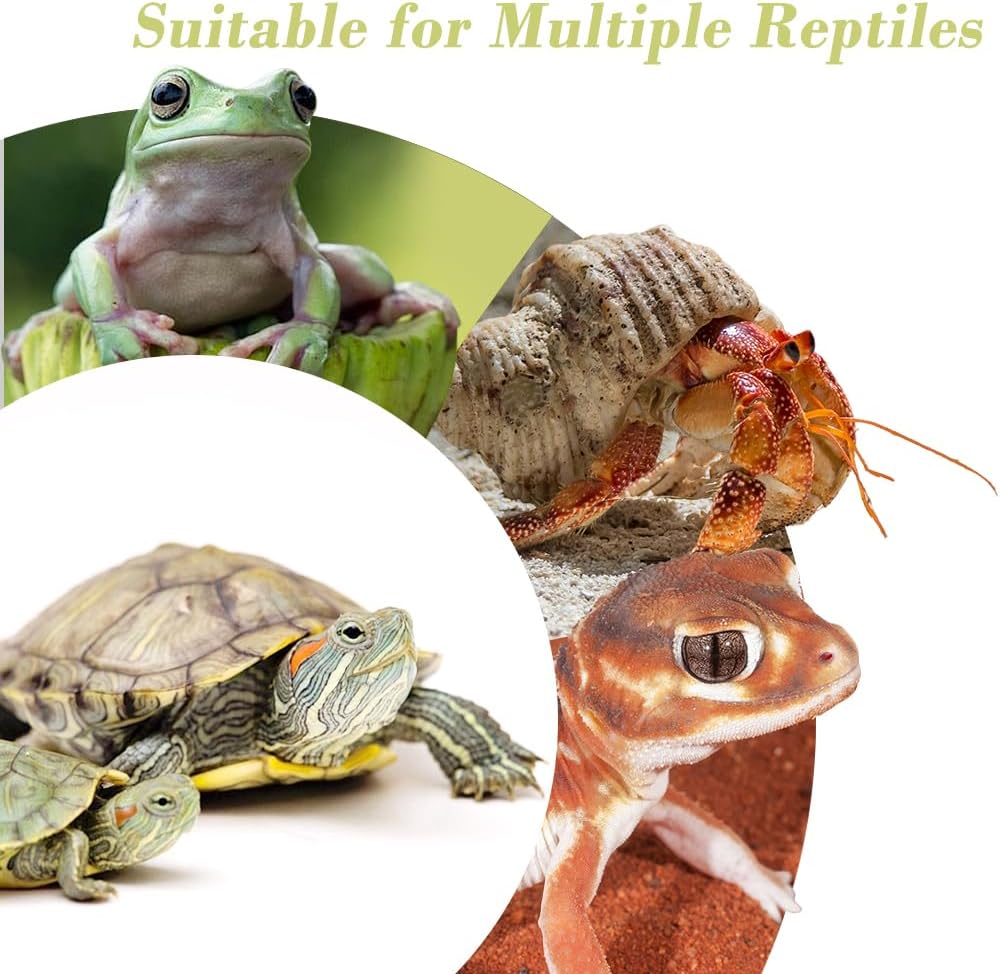 Large Reptile Bathing Pool Turtle Food Water Bowls with Ramp Aquarium Ornament for Turtle Horned Frog Lizard Gecko Snake (Brown)