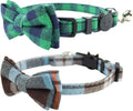 Cat Collar Breakaway with Bell and Bow Tie, Plaid Design Adjustable Safety by Ximipet