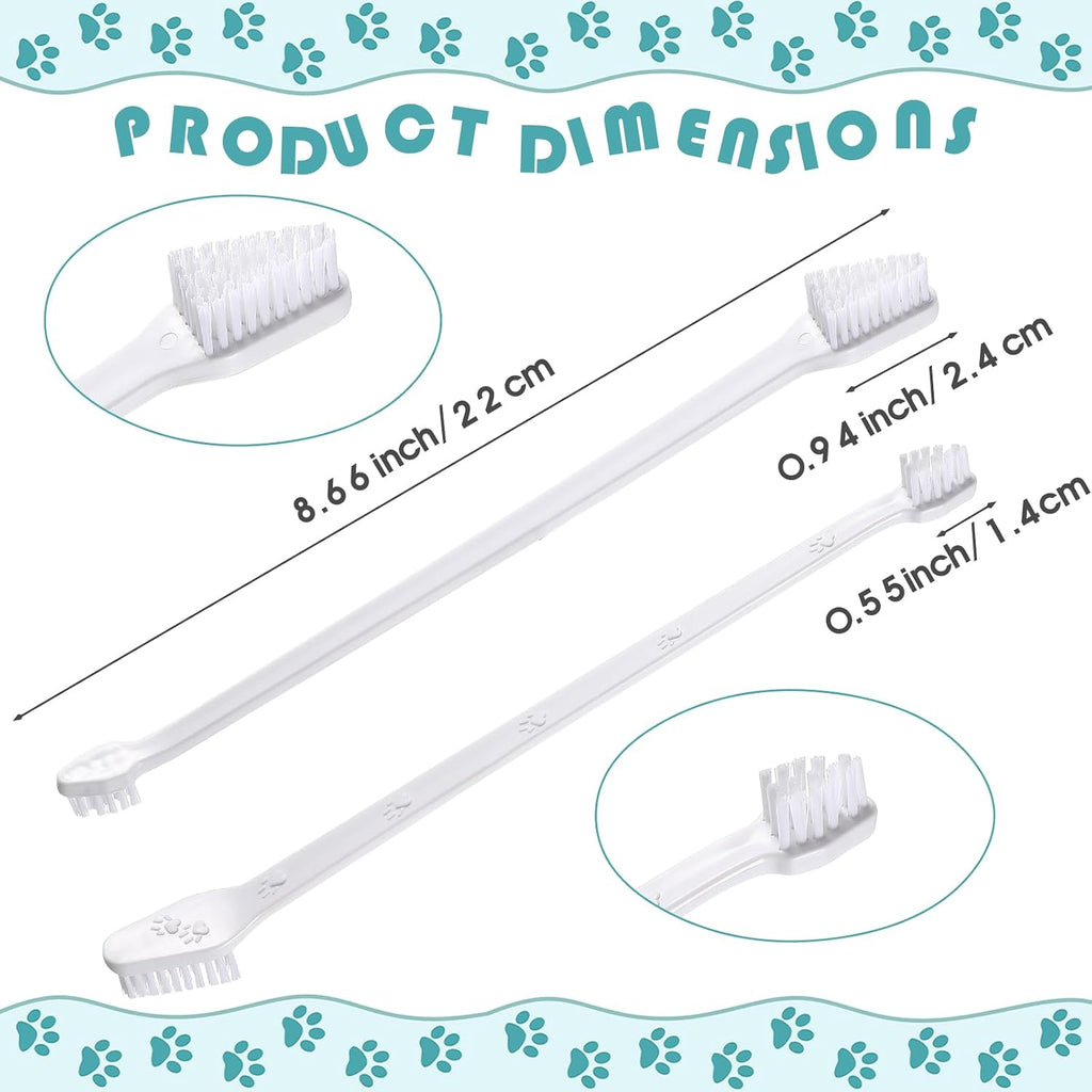Gerrii 200 Count Dog Toothbrush Double Headed Long Handle Soft, White