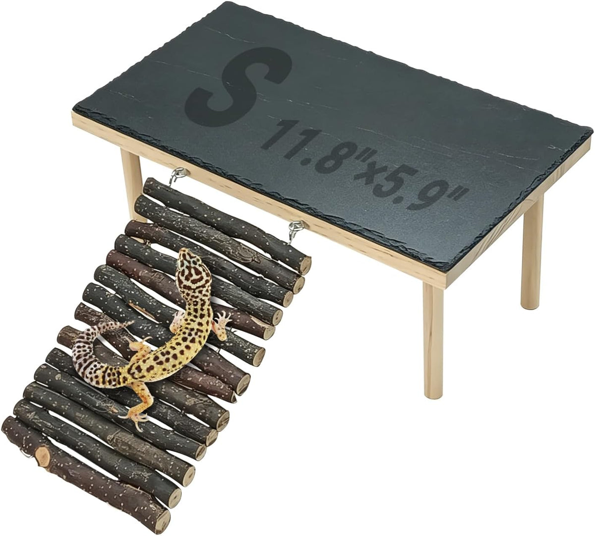 BNOSDM Bearded Dragon Basking Rock Platform with Climbing Ramp Reptiles Hideout Hide Cave Reptile Tank Accessories Suit for Tortoise, Lizard, Toad, Gecko (Small)