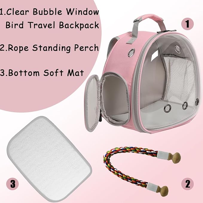 Small Bird Travel Backpack Carrier Cage, Backpack to Transport Backpack Carrier - Image 3