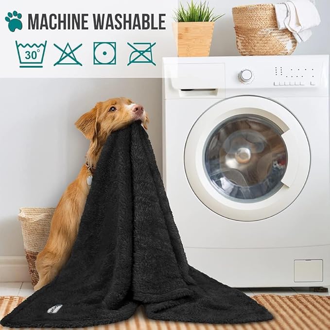 PetAmi Dog Blanket for Large Medium Dogs Black, Fluffy Soft Puppy Blanket - Image 6