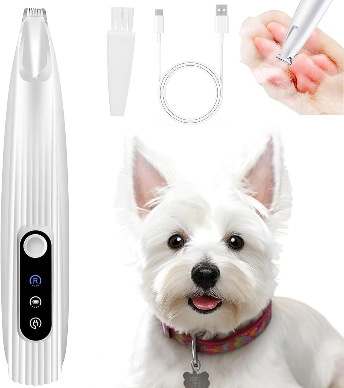 Dog Paw Trimmer, Quiet Electric Pet Hair Trimmer Dog Grooming Kit with LED Display