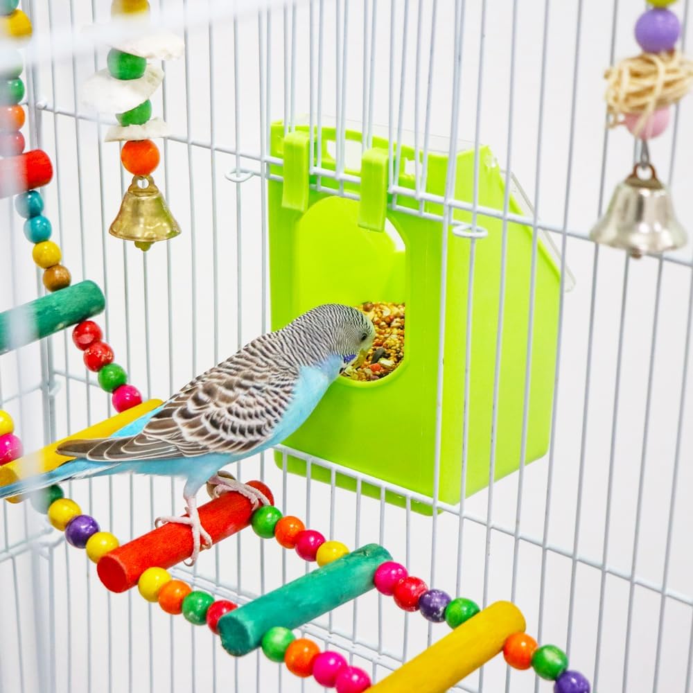 4 Pcs Pigeon Plastic Feeder, Quail Bird Food Feeding Hanging Box for Parrot Pigeon Bird Cage Poultry (One Hole)