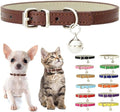 Brown XS Dog Collar with Bell, Soft Pu Leather Cat Collars Adjustable Buckle by Weimostar