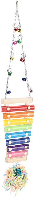 Zerodis Chicken Xylophone Toy,Hens Parrots Hanging Wooden Pecking Xylophone with Bell Coop Chicken Pecking Toys Chicken Swing Ladder Toys