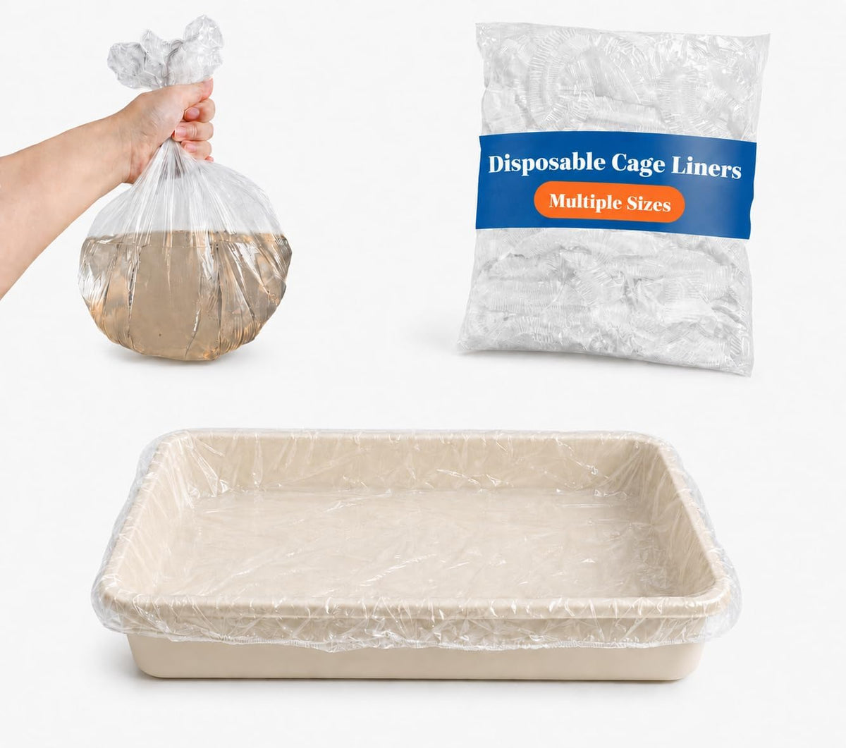 50 PCS Disposable Rabbit Cage Liner Bags, Thickened Small Animal Litter Tray Liners with Elastic Edge, 3-Second Quick Cleanup for Bunny, Guinea Pig, Ferret, Chinchilla and Cat, 40-Inch Stretched Size