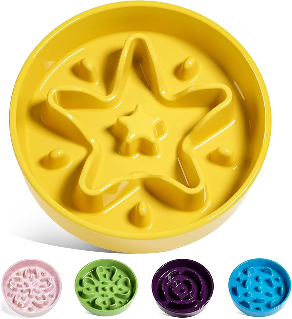 LE TAUCI Ceramic Slow Feed Dog Bowls, Elevated for Small Breeds, Anti-Gulping, Non-Slip, 6 inch, Green