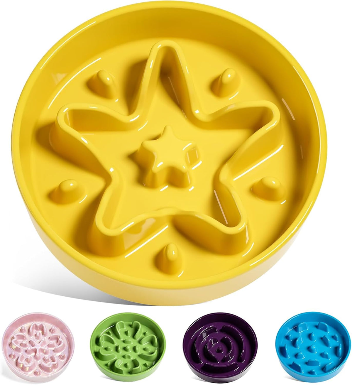 LE TAUCI Ceramic Slow Feed Dog Bowls, Elevated for Small Breeds, Anti-Gulping, Non-Slip, 6 inch, Green