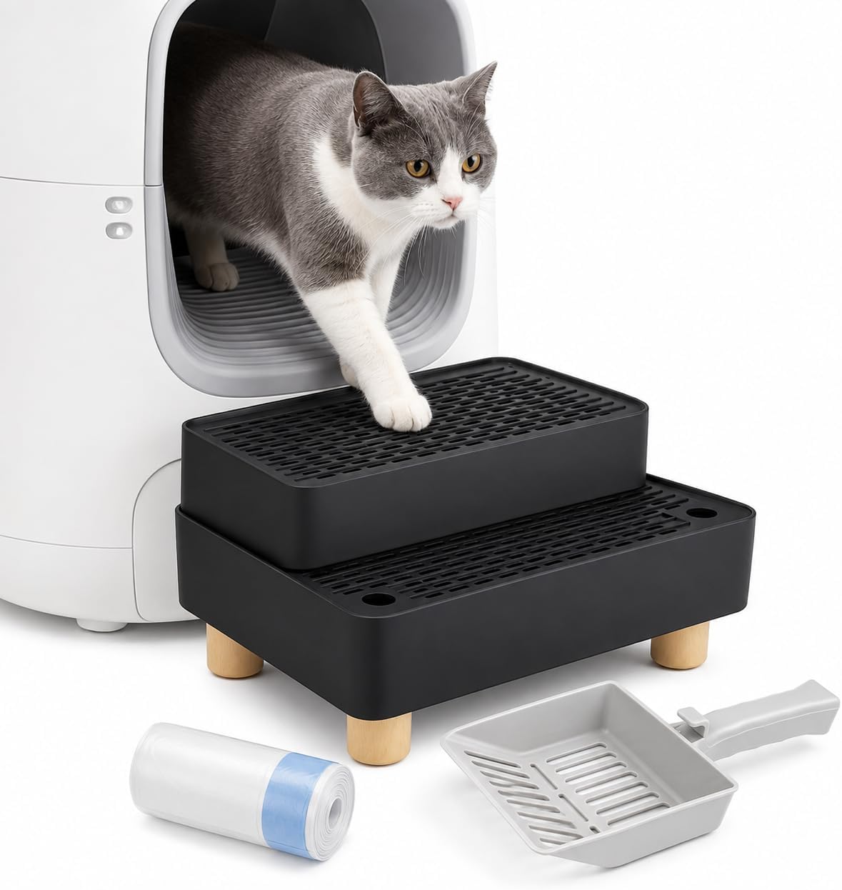 Cat Litter Box Ramp, 2-Step Automatic Litter Box Step Stool