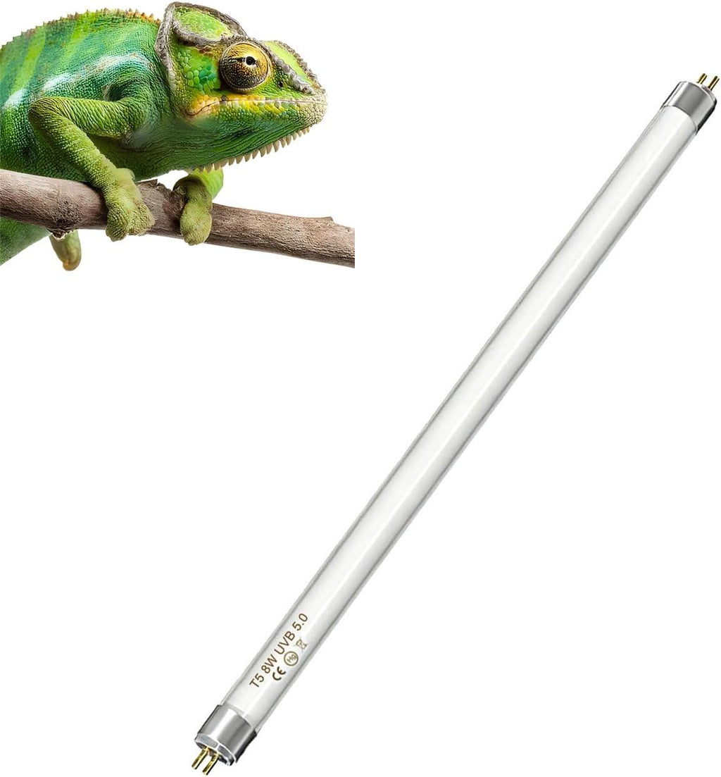3 Pack 12in T5 High Output 8W 5.0 UVA UVB Reptile Lamp Tube Triple Pack Full Spectrum Sun Light Bulb for Various Reptiles & Amphibians