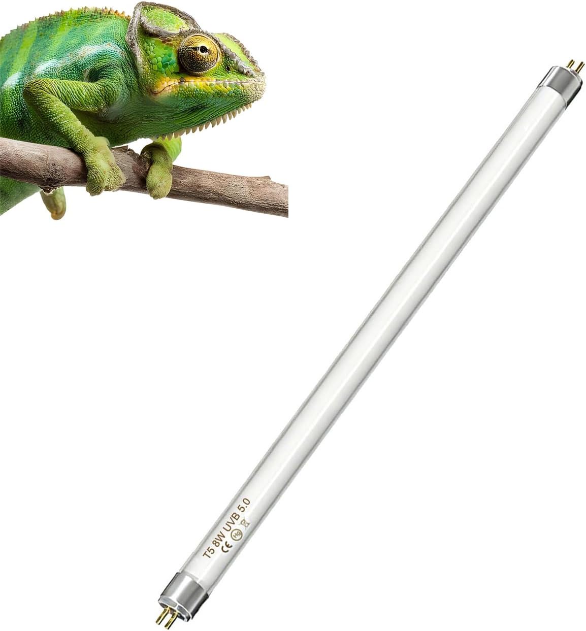 3 Pack 12in T5 High Output 8W 5.0 UVA UVB Reptile Lamp Tube Triple Pack Full Spectrum Sun Light Bulb for Various Reptiles & Amphibians