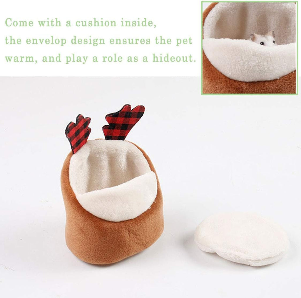 Soft Small Pet Bed, Hamster Nest Pouch Cute Mouse House Hammock Sugar Glider Hideout Cage Accessories, Bedding for Gerbil Degu Golden Bear Hedgehog
