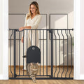 COMOMY 29.5-43.7" Pet Gate with Adjustable Cat Door for Stairs Doorways