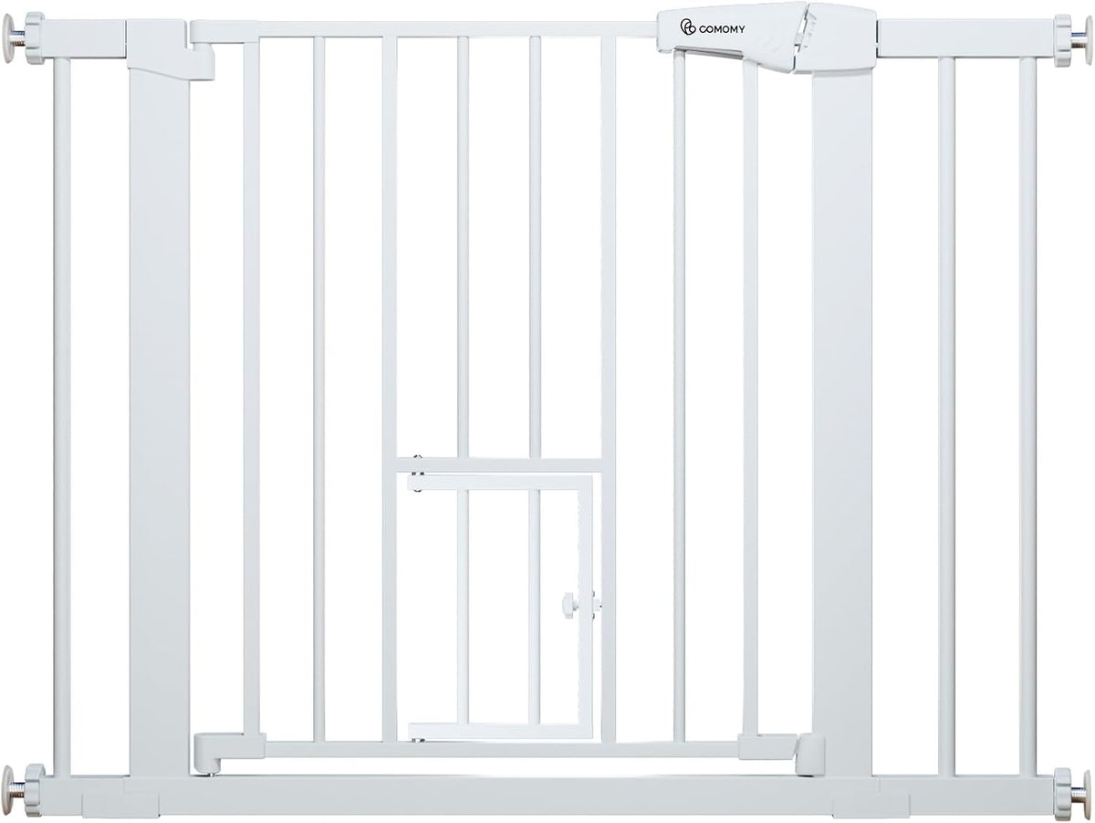 COMOMY Auto Close Pet Gate with Cat Door, 29.5"-40.5" Dog Gate for House