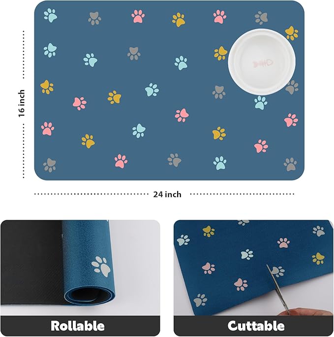 Cat Food Mat Absorbent Dog Mat for Food and Water Non Slip Quick Dry Dog Bowl - Image 5