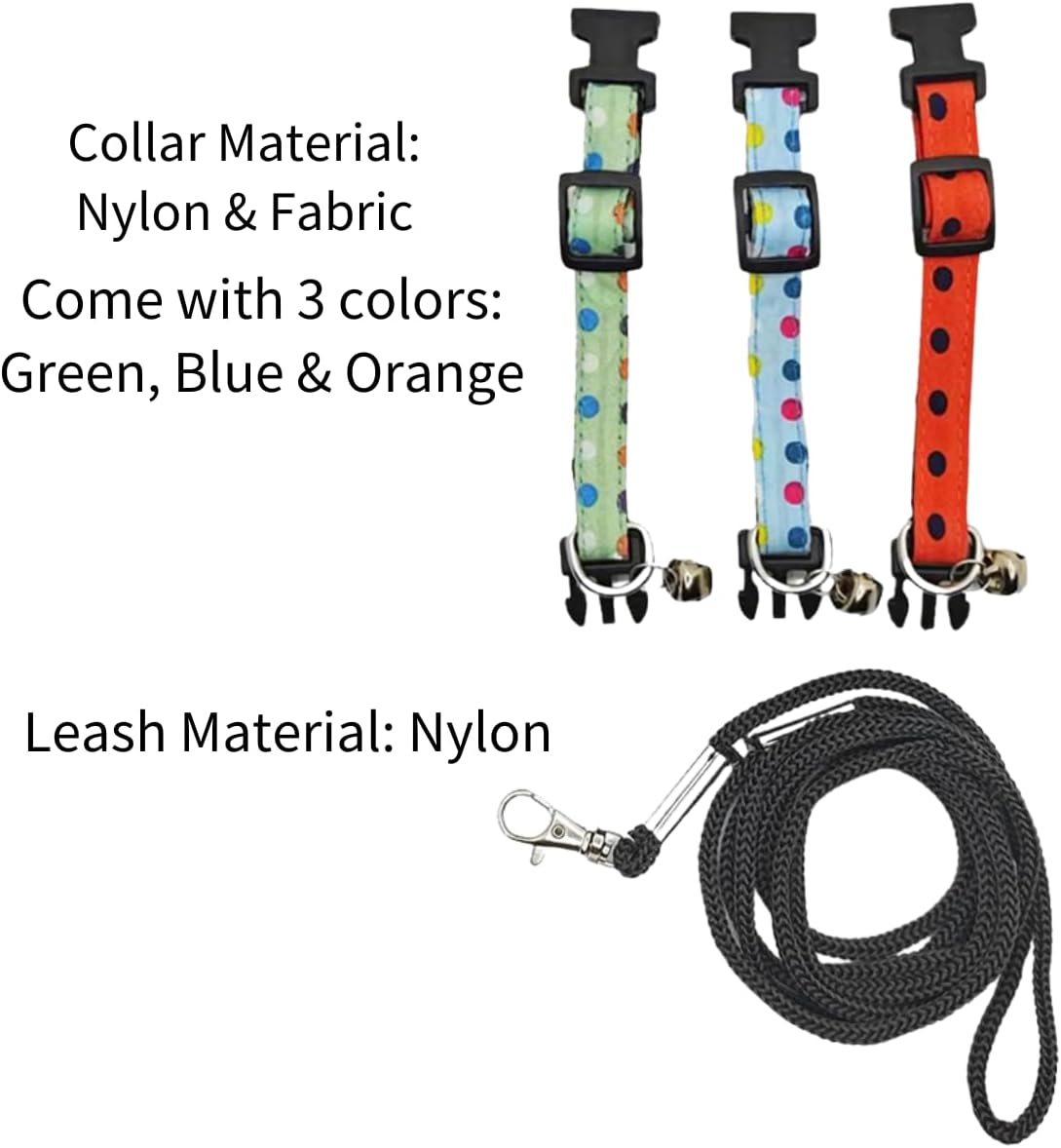 3PCS Bearded Dragon Lizard Leash Collar Harness Mini Adjustable Reptile Collar with Bells Nylon Pet Collar Suitable for Lizard Bearded Dragon Gecko Chameleon Safety Outdoor Walking (S)