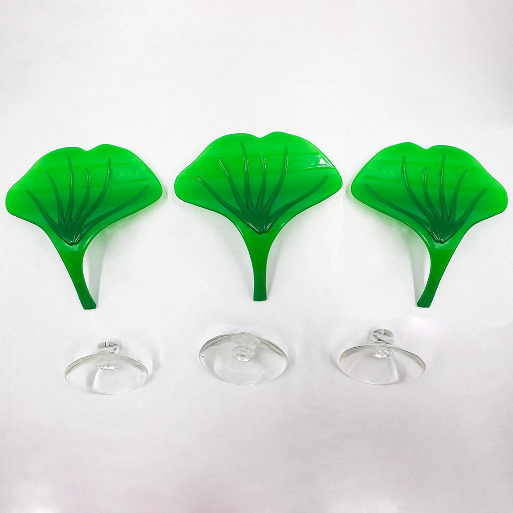 3 Pack Plastic Leaf Decorations with Suction Cups, Frog Habitat Platform, Reptile Decorations for Terrarium, Tank Terrarium Accessories for African Dwarf, Toad