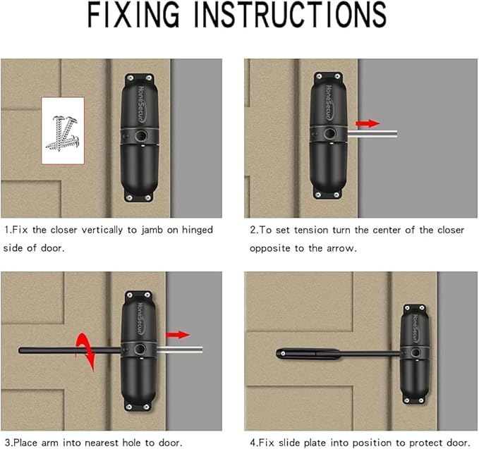 Safety Spring Door Closers, Adjustable Closing Hinge, Automatic Stopper Fire - Image 3