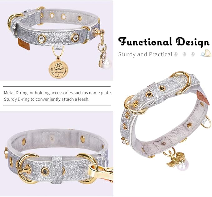 PetsHome Cat Collar, Dog Collar, PU Leather Adjustable Pet Collar - Image 3